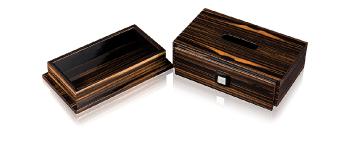 Raisins tissue box in numbered edition, natural ebony with clear crystal - Lalique